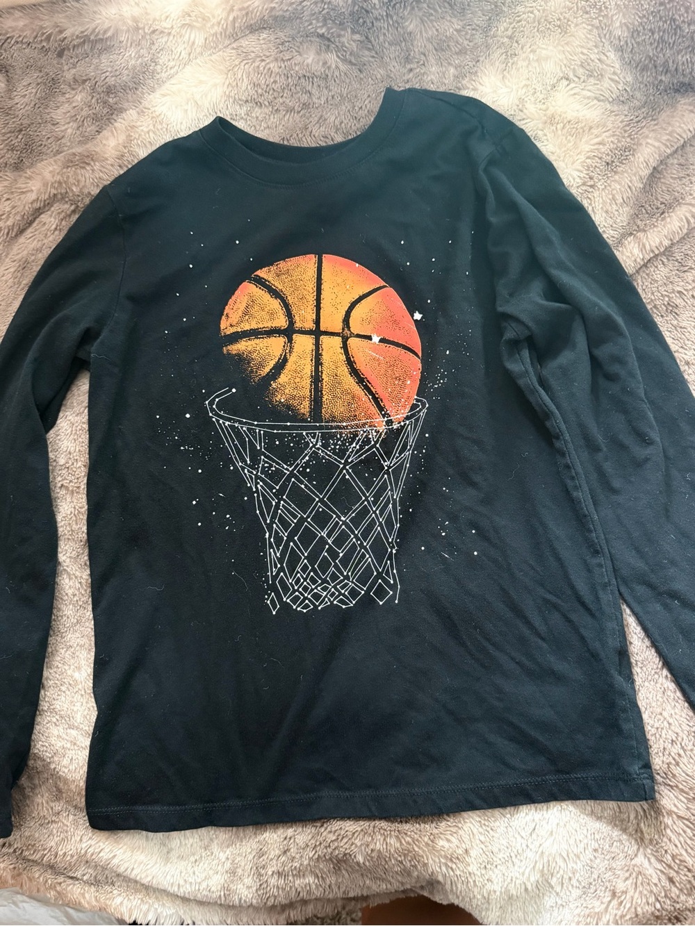 Cat & Jack Black Long Sleeve Graphic Cat Tee
